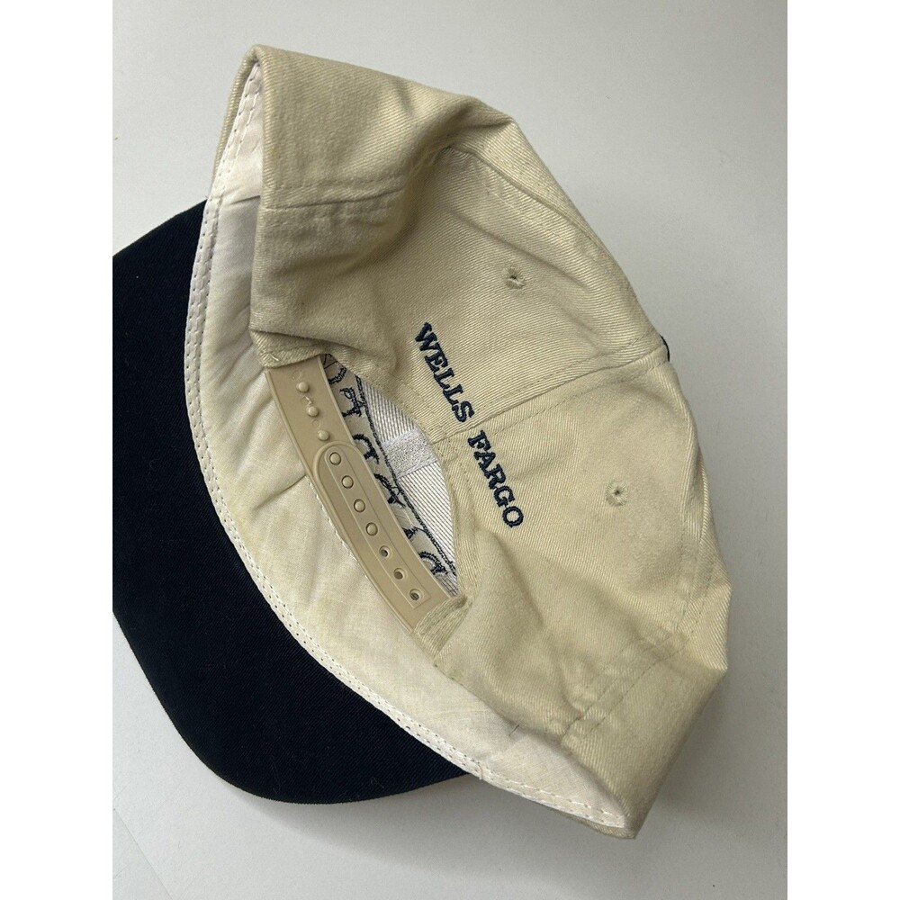 Vtg 90s San Diego Padres Hat Snapback Cream Beige Two Tone Wells Fargo Promo MLB - Picture 6 of 8